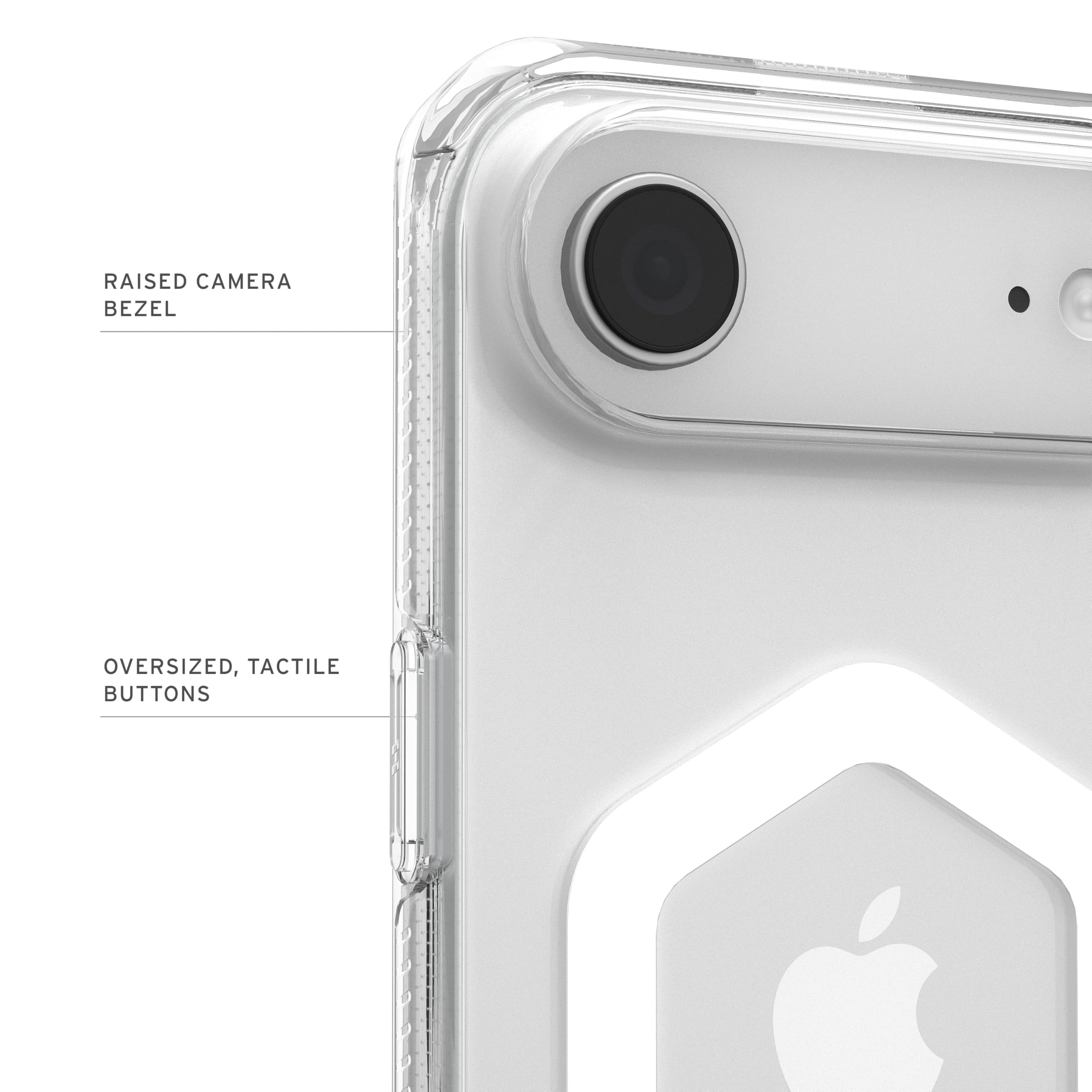 Urban Armor Gear Plyo MS Case Compatible con Apple iPhone Air Funda (Carga inalámbrica/magnética, Air-Soft Esquinas, Borde Elevado) Hielo (Transparente) / Blanco