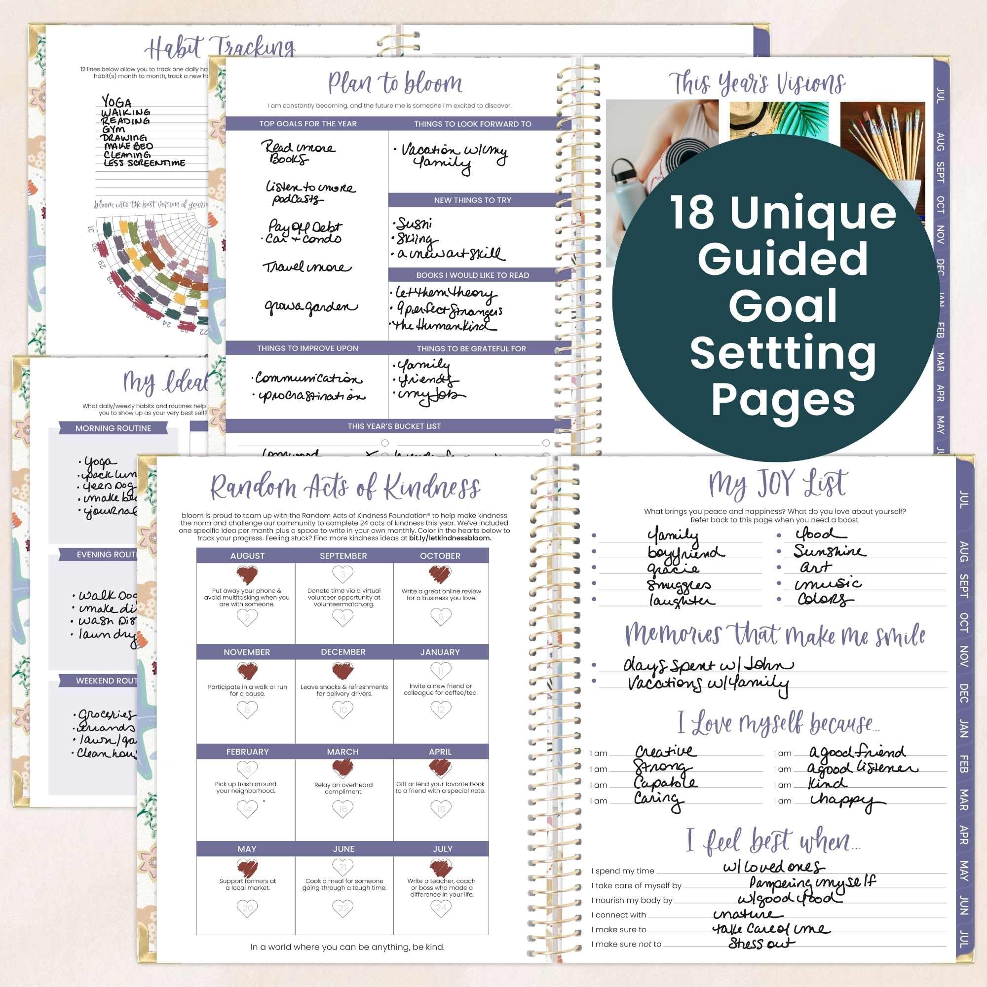 bloom daily planners Hardcover Planner 2026-2027 (21,6 x 27,9 cm) anno accademico (luglio 2026 - luglio 2027) - Agenda scolastica mensile e settimanale - Seaside Whimsy