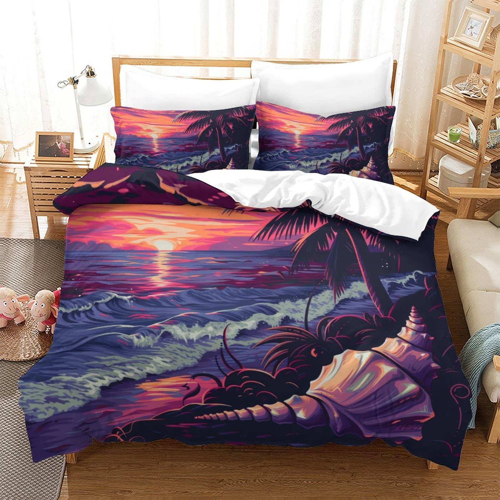 Housse de couette fille de plage microfibre respirante douce lit double 200x200