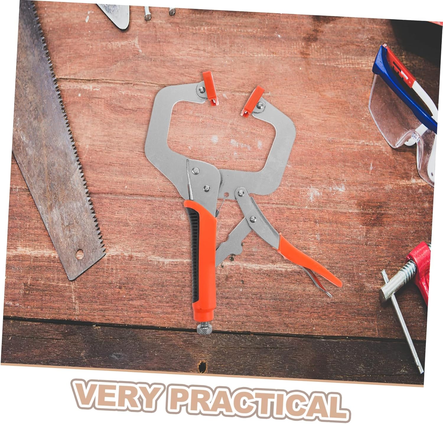 TEHAUX 2pcs c Clamp Holding Tools Locking Pliers Flat Head for Woodworking Construction Cabinet Automotive Repairs