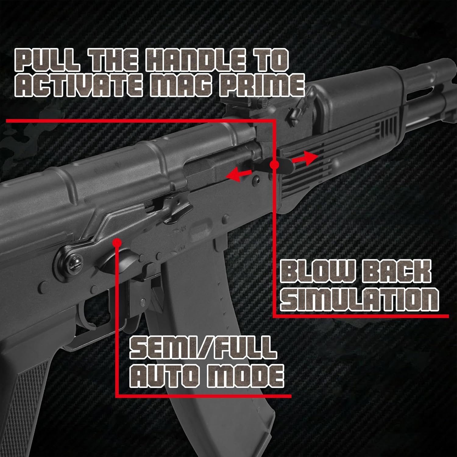 EMERBU Pro-Grade Gel Splatter Ball Blaster AK105 Upgraded by EMERBU - Metal and Nylon Body - 11.1V High Power - Metal Gearset - High Speed Motor - for Ages 15+ Adults