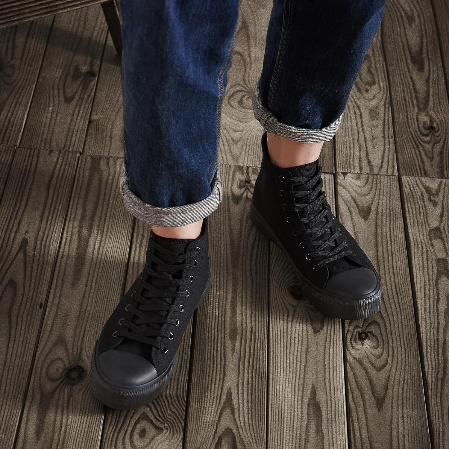 ZGR Men's High Top Canvas Sneakers Lace Up Classic Casual Walking Shoes - Image 2