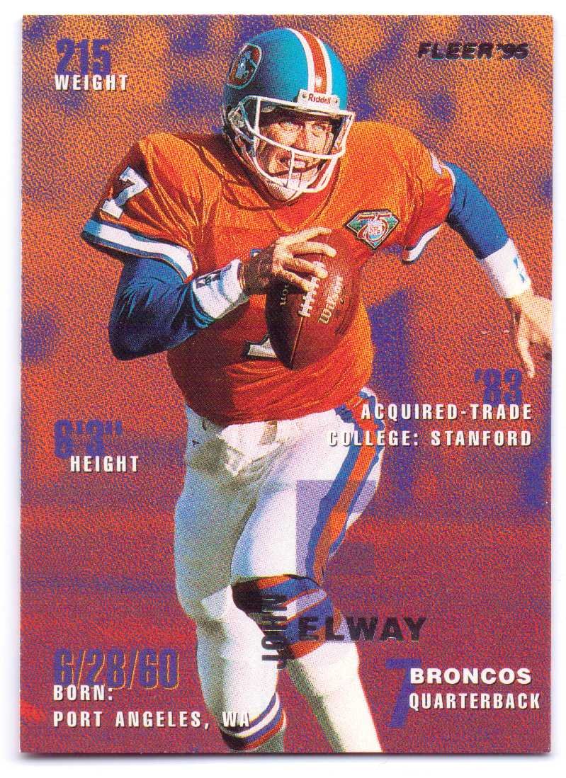 Amazon.com: John Elway 1995 Fleer #110 - Denver Broncos : Sports