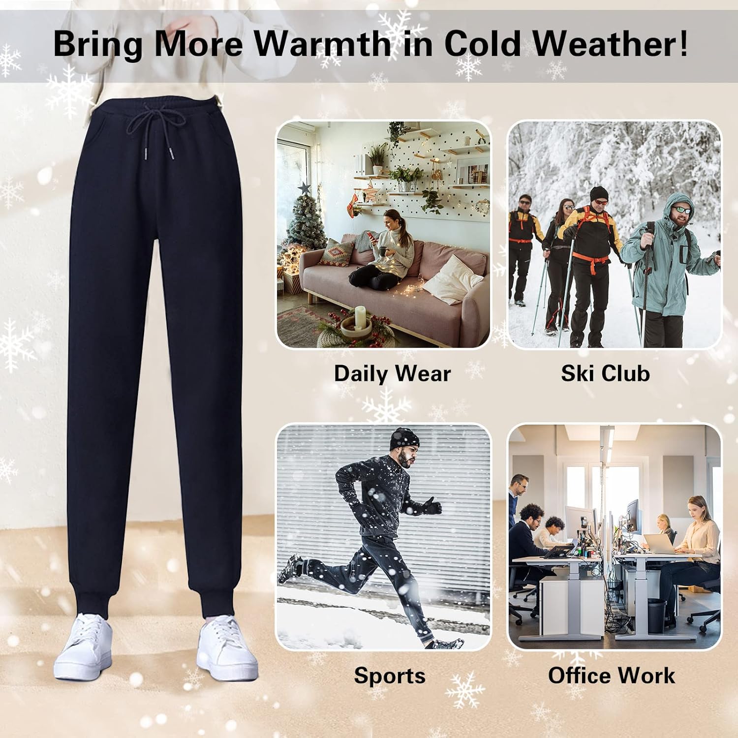 Winter Warm Fleece Sweatpants Athletic Sherpa Lined Joggers Pants Track Pants for Women Men - Image 5