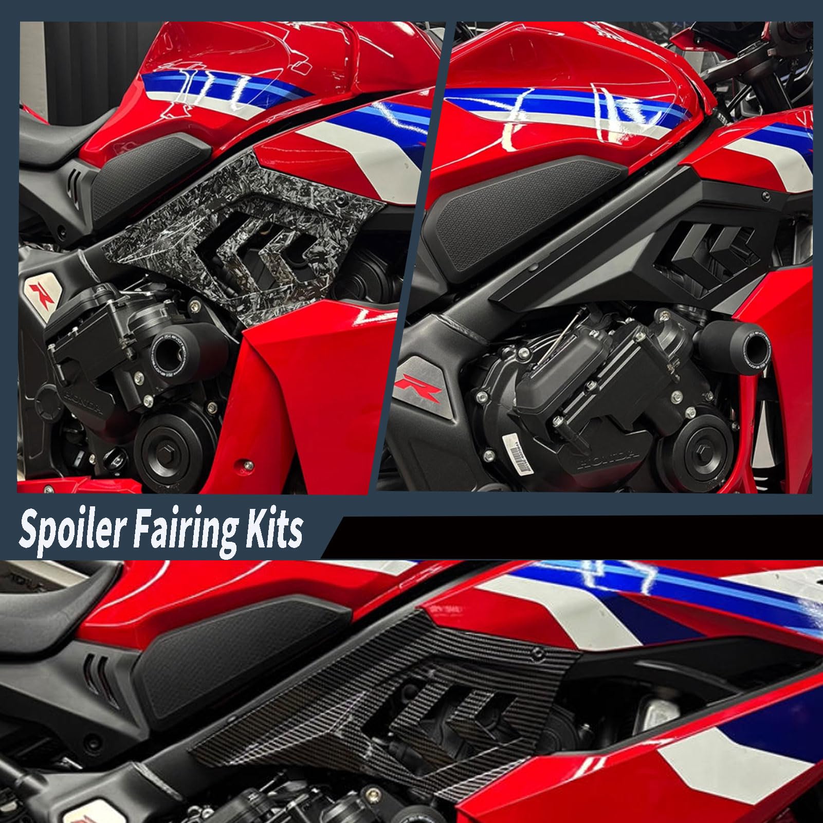 CBR650R Motorrad-Seitenflügelverkleidung Seitenverkleidung Spoilerverkleidung dekorative Abdeckungen kompatibel mit Honda CBR650R CBR 650R CBR 650 R Zubehör 2024 2025 (Rot)