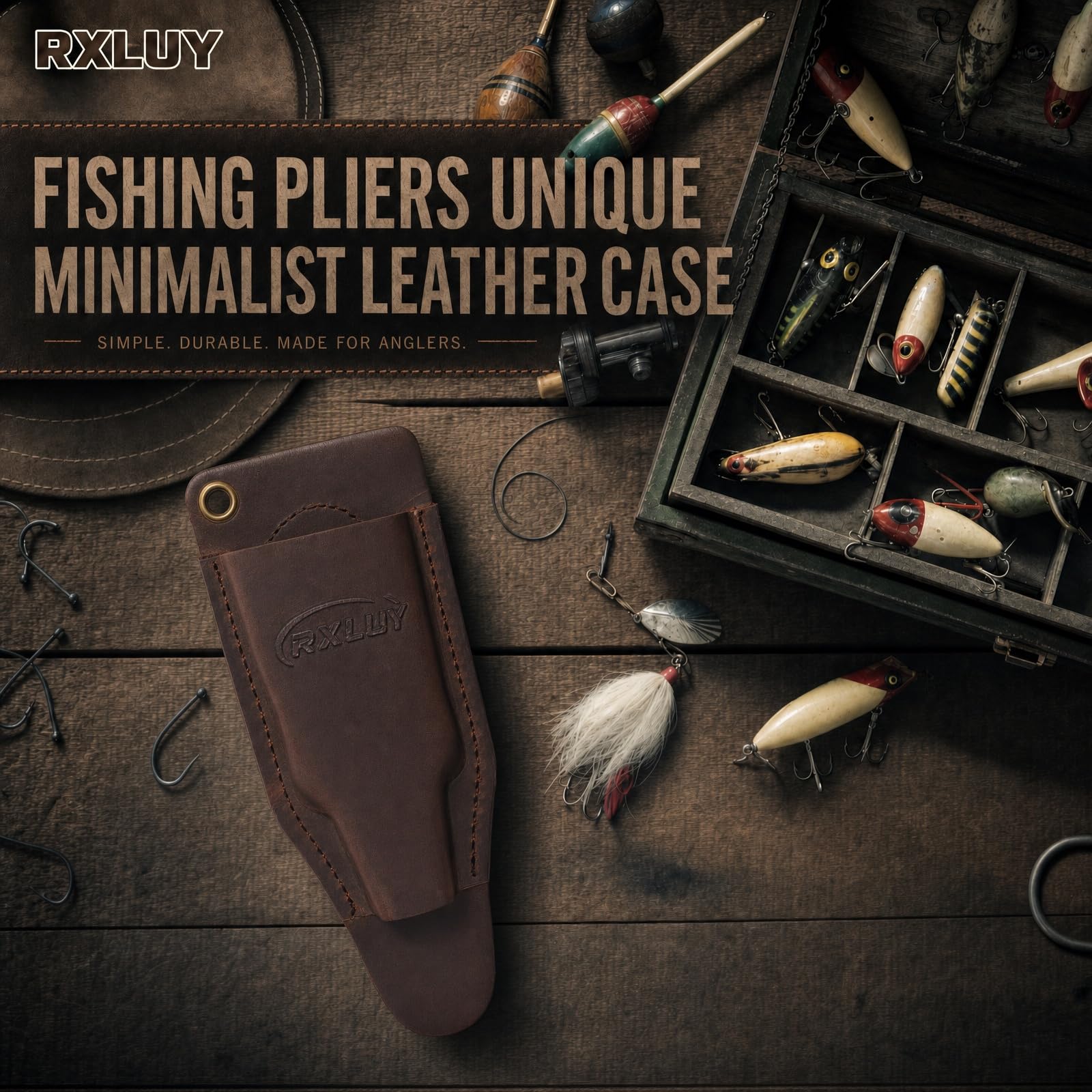 Fishing Pliers Holster - Durable Leather & Lanyard -6