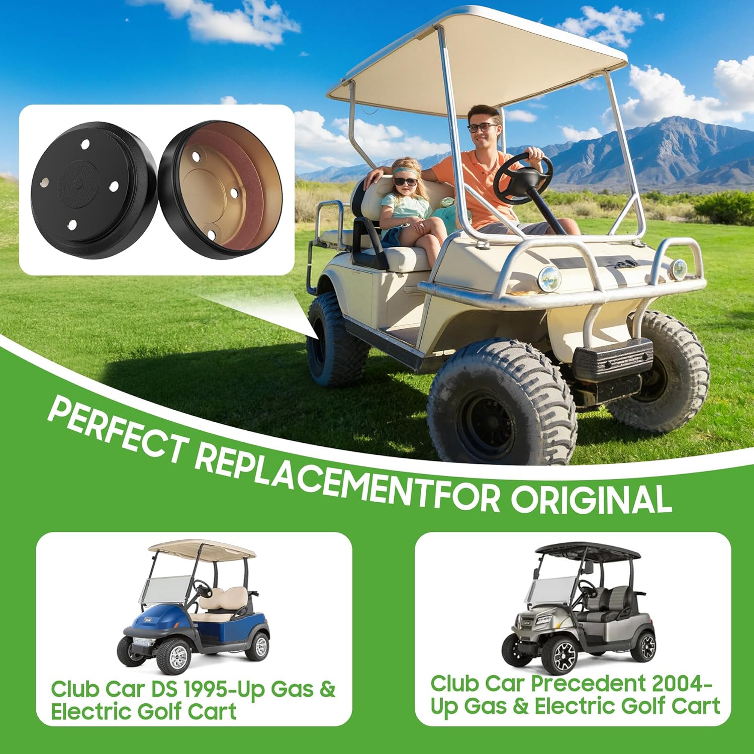 10L0L 2Pack Golf Cart Rear Brake Drums for Club Car DS 1995-Up, Club Car Precedent 2004-Up Gas & Electric Golf Cart, Replace OEM# 1017911-01,1018232-01
