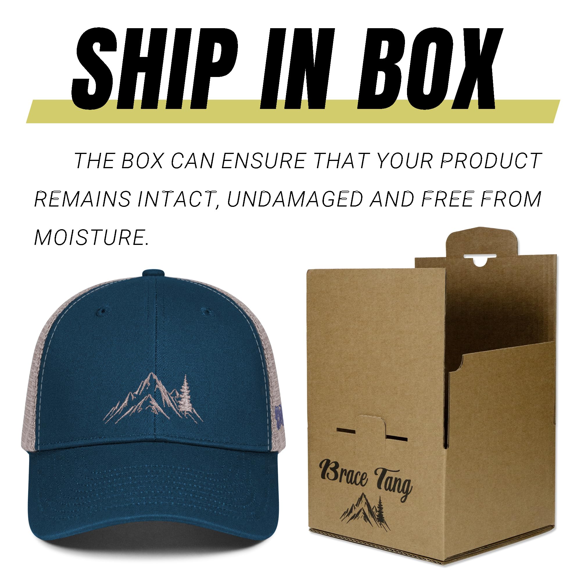 Mountain & Tree - Gorra de camionero para hombre y mujer, gorra de béisbol bordada para senderismo y camping