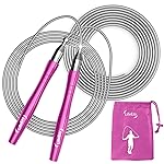 Jump Rope, High Speed Weighted Jump Rope - Premium Quality Tangle-Free - Self-Locking Screw-Free Design - Jump Ropes for Fitness - Skipping Rope for Workout Fitness, Crossfit & Home Exercises (Pink)