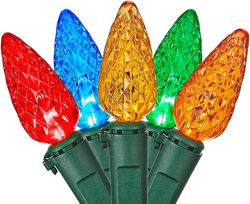 Luces led C6 para Navidad, 23.8 pies Cadena de luz, con certificación UL, para interiores y exteriores.