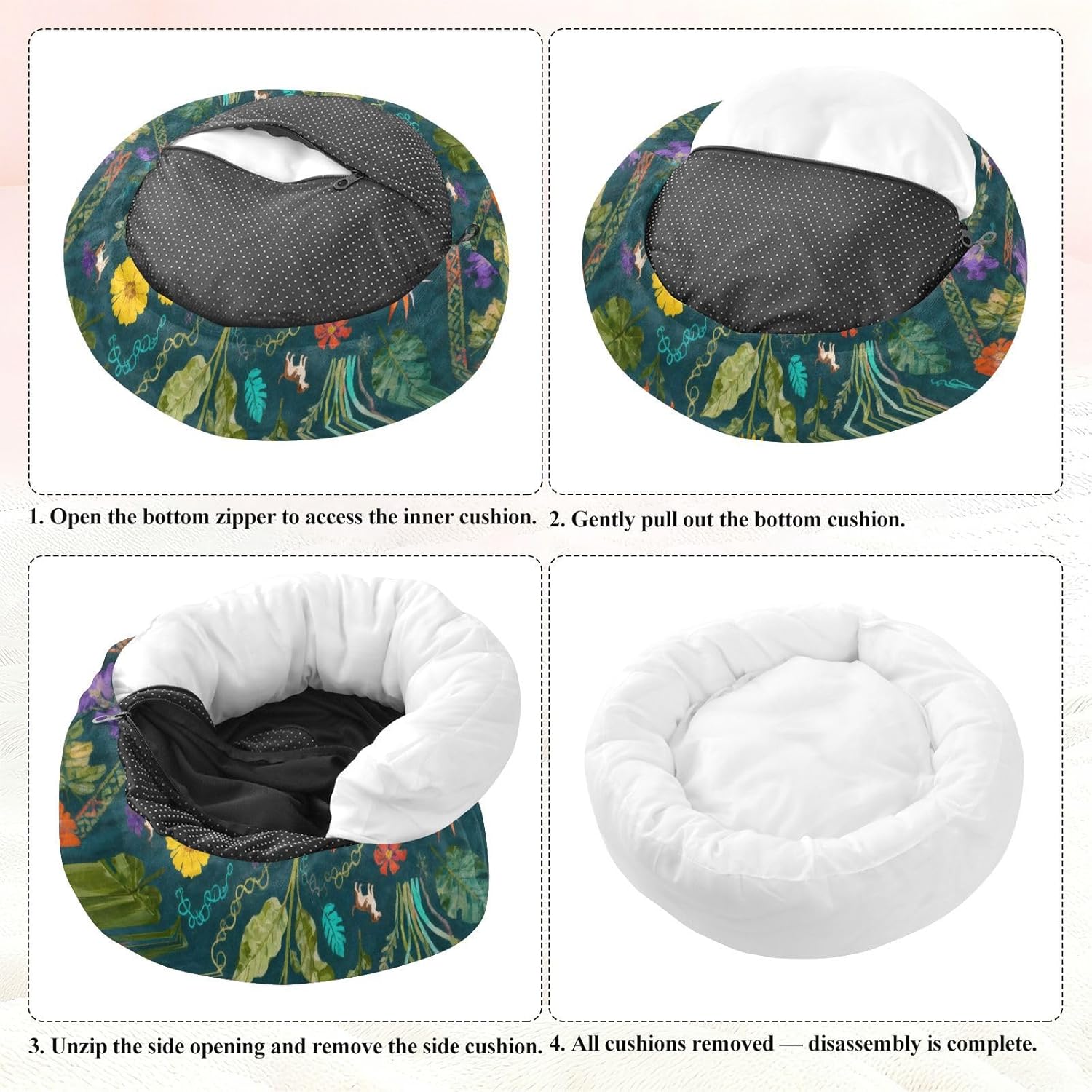 Floral and Pet Dog Beds Anti-Slip fluffier Pillow Bed for Small Size Pets Supplies