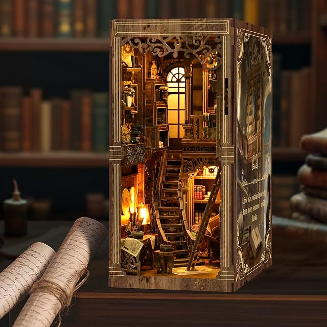 Foto 2 de 8 de Book Nook Kit,Miniature Dollhouse Booknook Kit, Puzzle De Madera 3D con Luz Led
