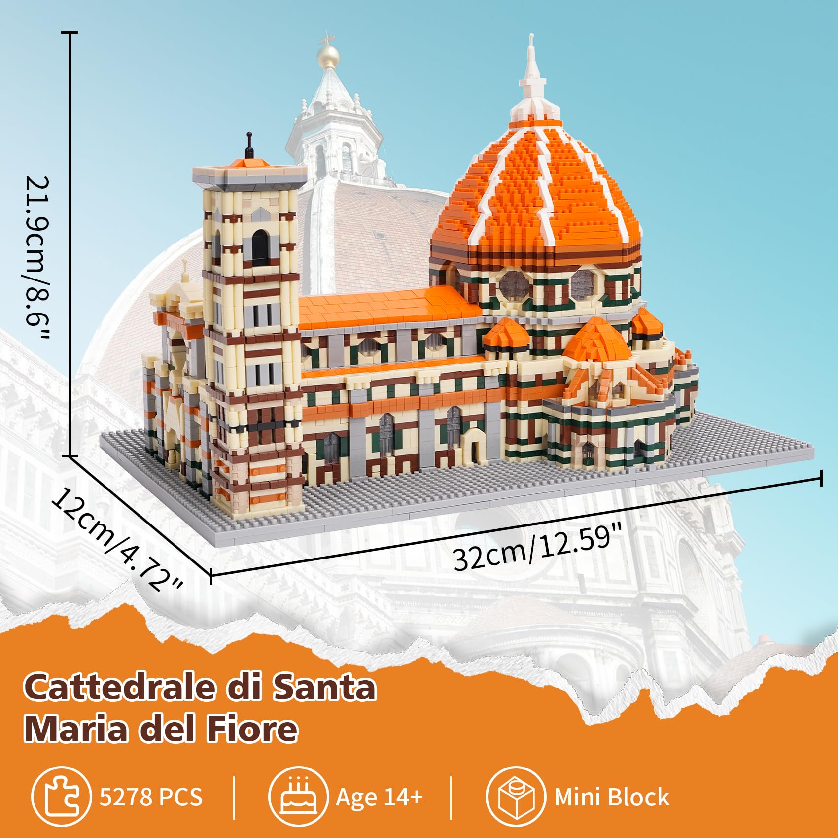 LULUFUN Bloques de construcción, Kit de construcción de la Catedral de Santa Maria del Fiore, Modelo arquitectónico mundialmente Famoso, Regalo para Adultos y niños