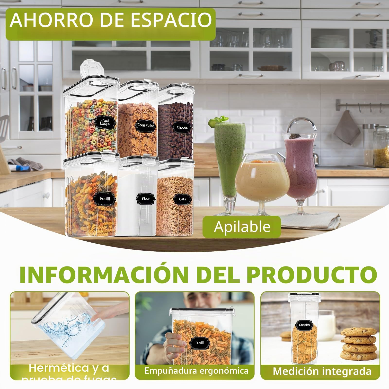 Skroam 6 recipientes para alimentos con boquilla