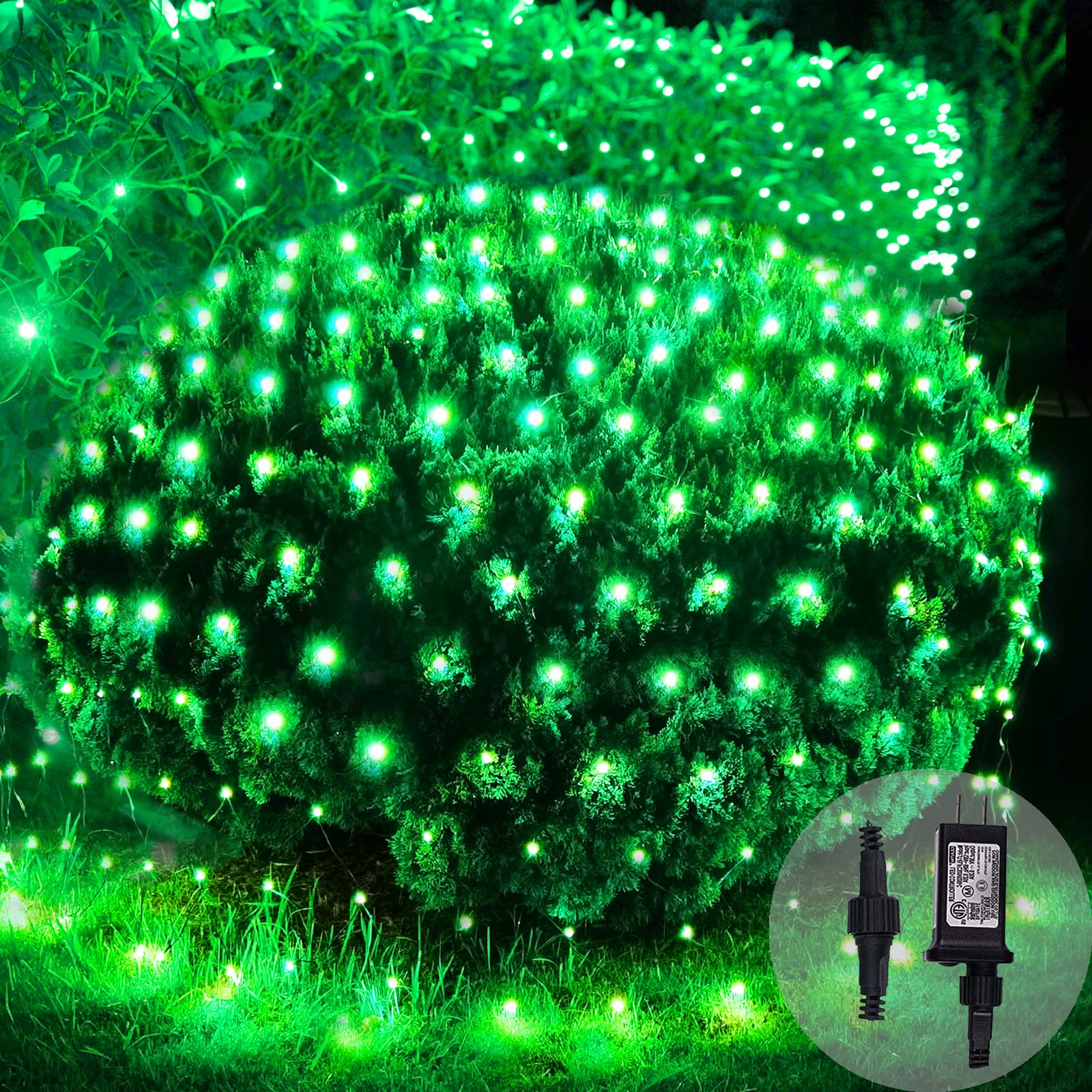 Green Net Lights Outdoor Mesh Lights St Patrick’s Day Decoration, 21ft x 5ft 360 LED Green Giant Mesh Light Connectable 8 Modes Christmas Light String Waterproof for Bushes Tree Garden Party Decor