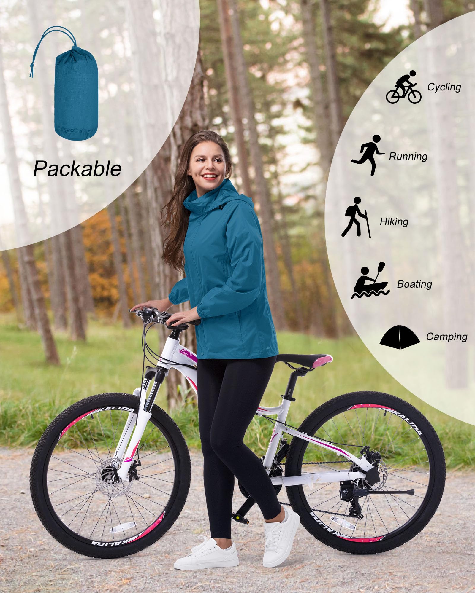 33,000ft Giacca impermeabile da donna, in softshell, traspirante, impermeabile, per le mezze stagioni, per la primavera, l'autunno, per le escursioni, il trekking, la bicicletta