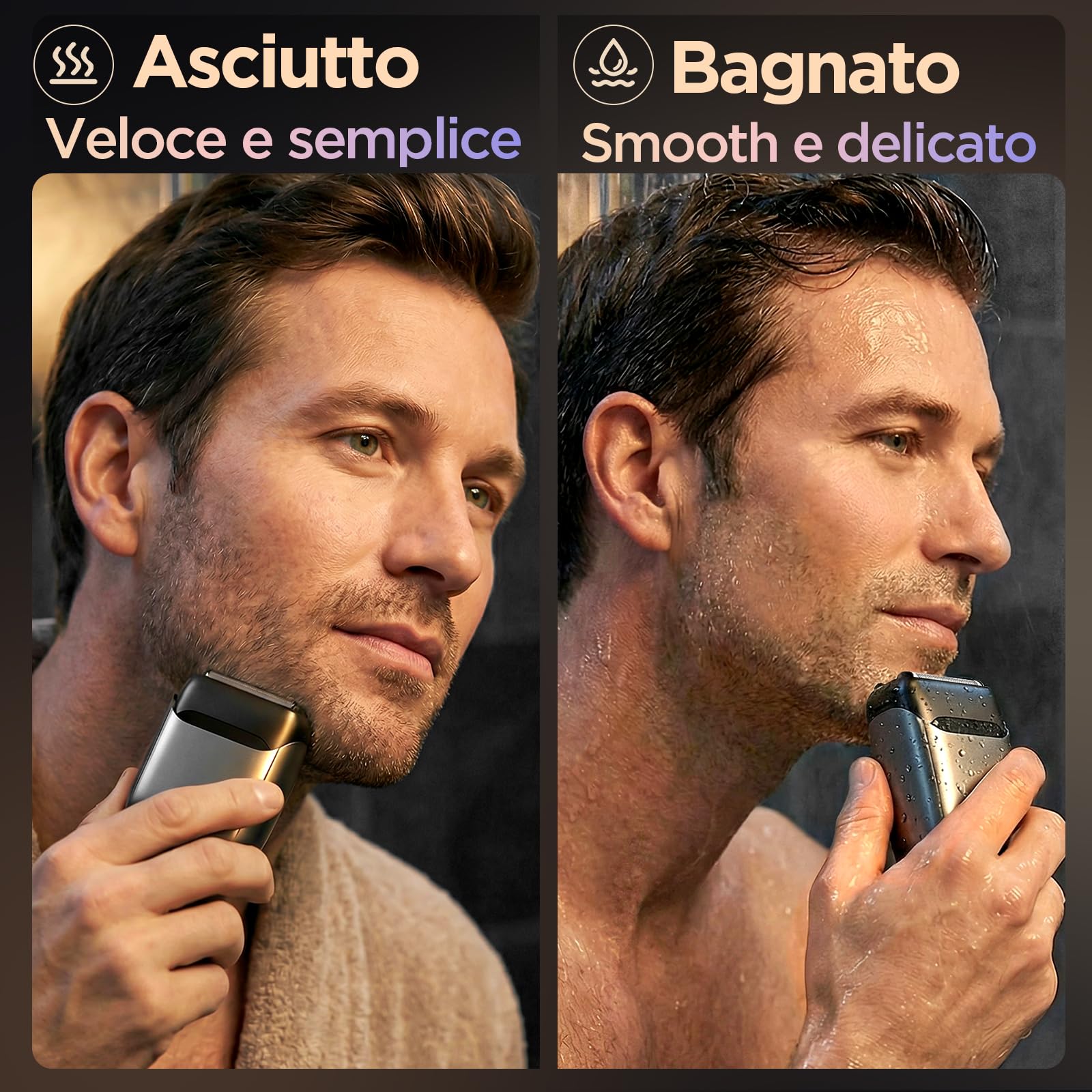 Yineel VT100 Rasoio Elettrico Uomo, Mini Rasoio a Lamelle con 3 Testine Flottanti, Impermeabile IPX7, Type-C Ricarica, Compatto e Portatile, con Custodia, Regalo per Uomo