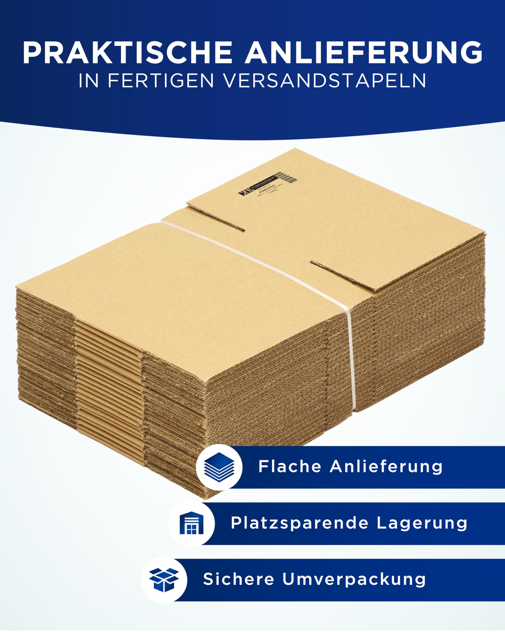 KK Verpackungen Versandkartons 250 x 175 x 100 mm Braun 1-wellig (Außenmaß 255 x 180 x 110 mm) | 200 Stück, Faltkartons Kartons für Versand als DHL Päckchen M Hermes Päckchen DPD GLS Paketklasse XS