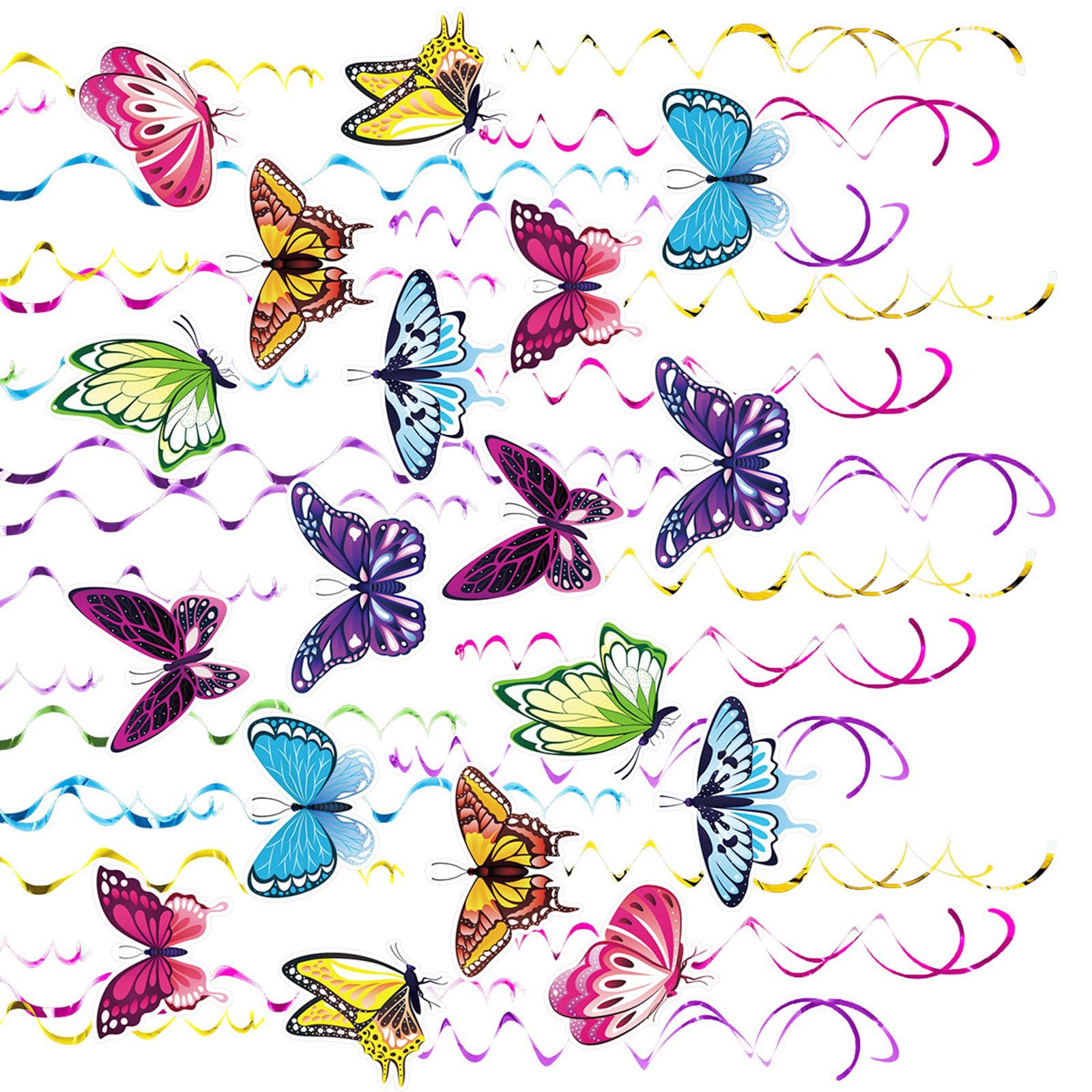 Tsophreniq 48Pcs Butterfly Hanging Swirls Decorations Decorative Butterfly Spirals for Birthday Parties and Home Celebration Birthday Party Supplies