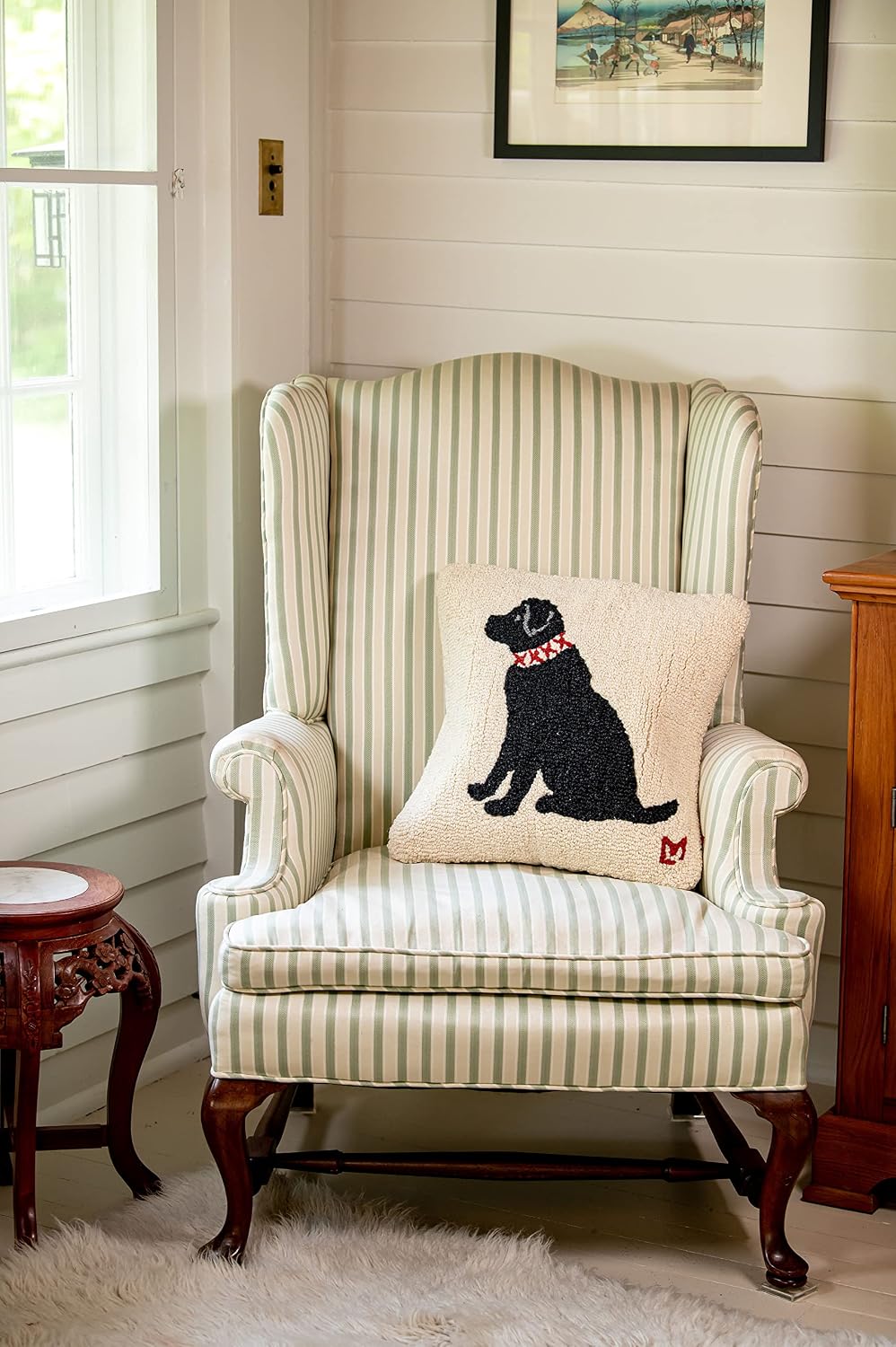 Chandler 4 Corners Artist-Designed Duke Lab Tufted Hand-Hooked Wool Decorative Throw Pillow (18 in x 18 in) Dog Pillow for Couches & Beds - Easy Care & Low Maintenance Pillow - Black Labrador Pillow