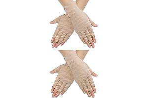 Maxdot Non-Slip Fingerless UV Protection Driving Gloves for Women and Girls