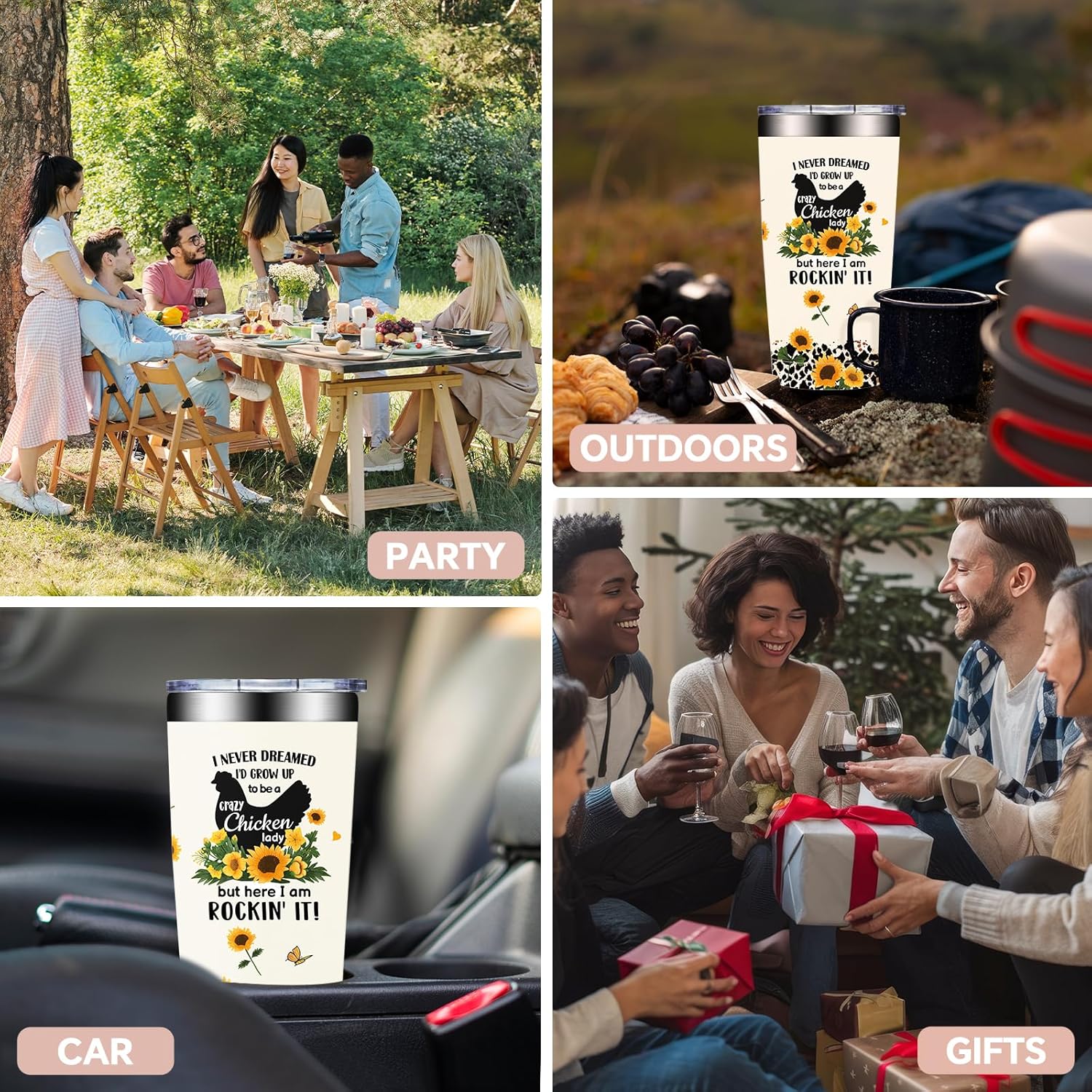 SpenMeta Chicken Gifts for Women - Funny Chickens Themed Gifts - Chickens Lover Gift - 20oz Crazy Chicken Lady Tumbler Cup - Image 8