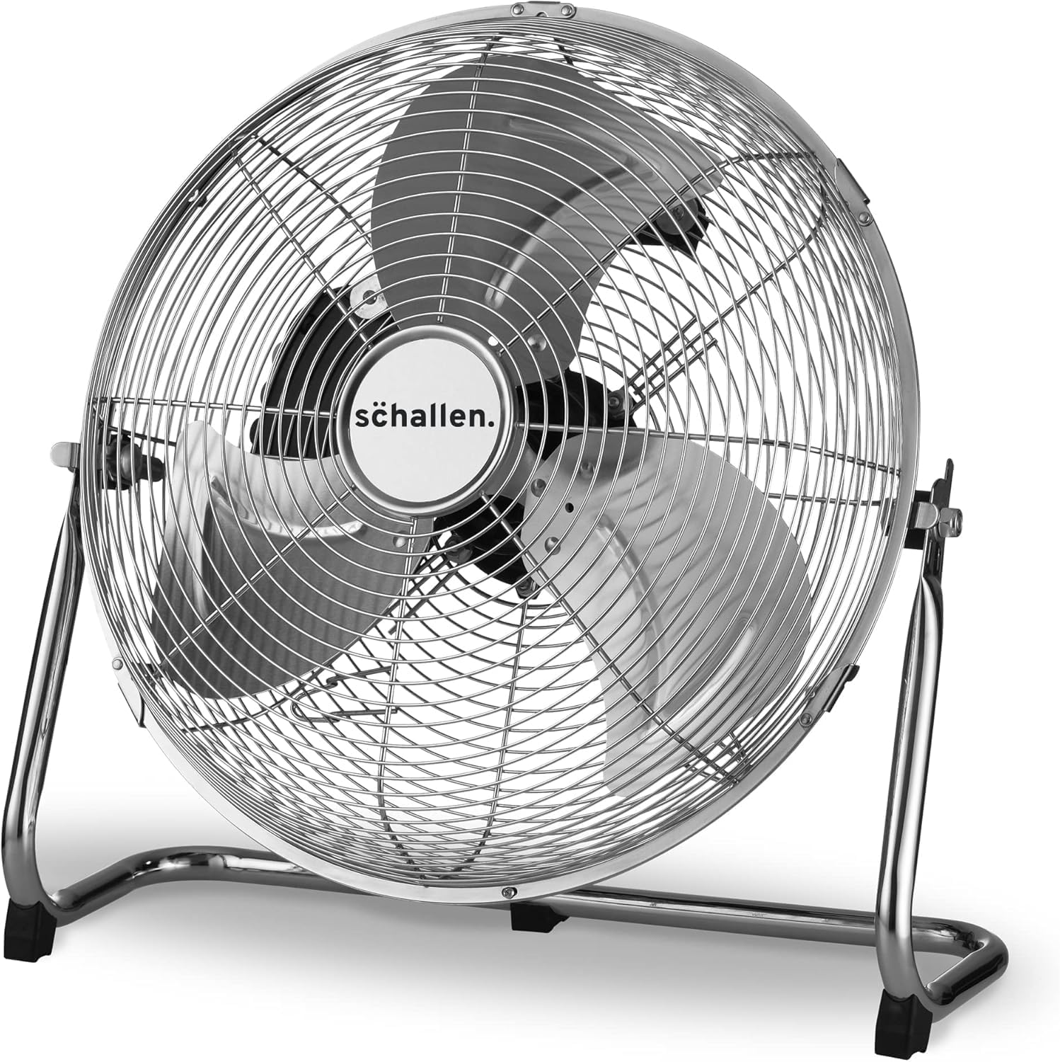 Chrome Silver Metal High Velocity Cold Air Circulator Adjustable Floor Fan with 3 Speed Settings (14")