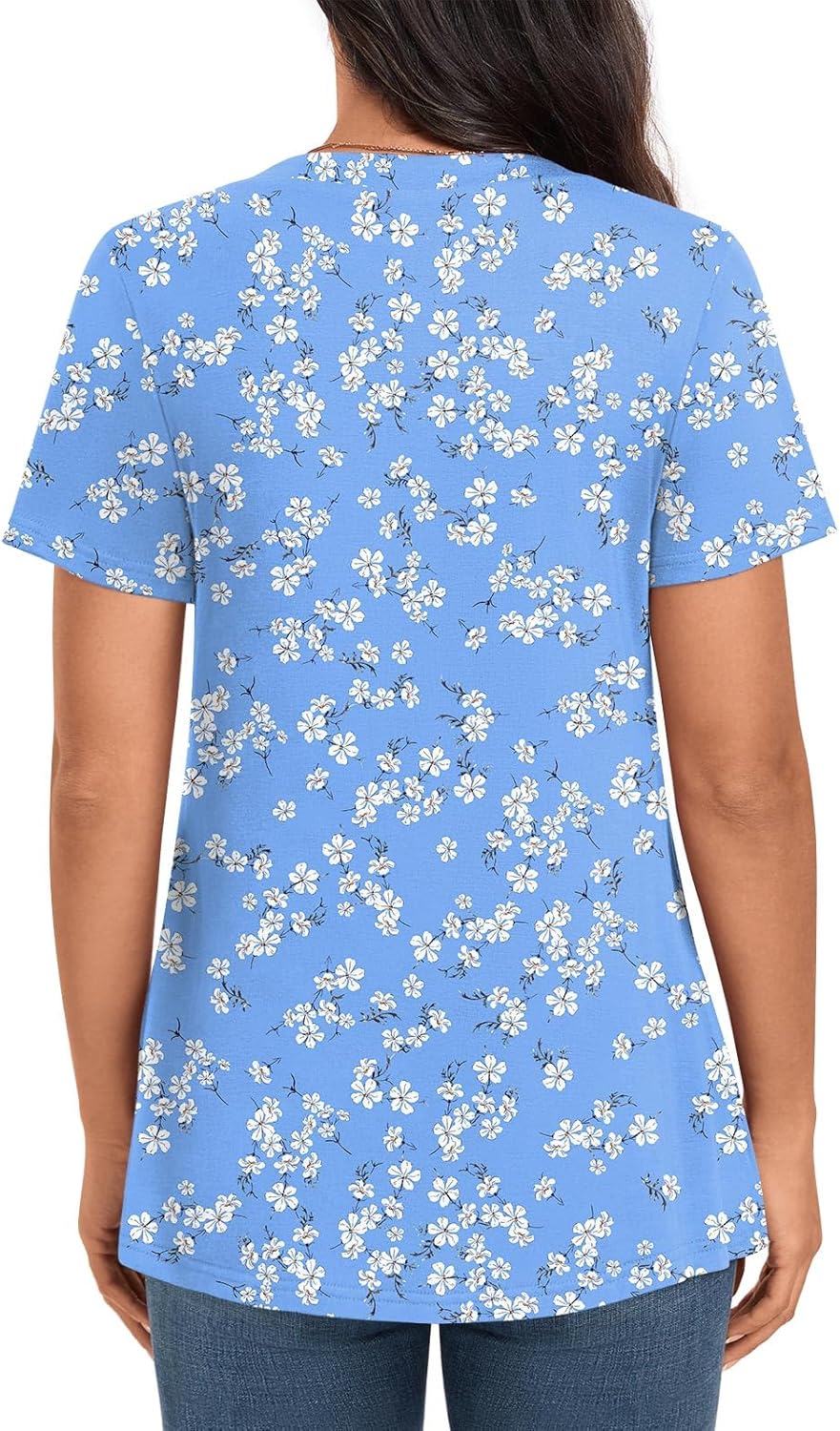 Womens Short Sleeve Tunic Tops 2025 Summer Dressy Casual Notch V Neck Shirts - Image 4