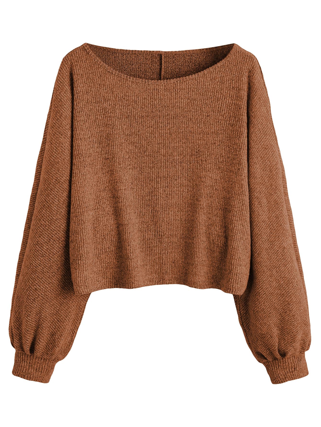 SweatyRocks Womens Casual Crewneck Raglan Long Sleeve Ribbed Knit Crop Top Cropped Sweater
