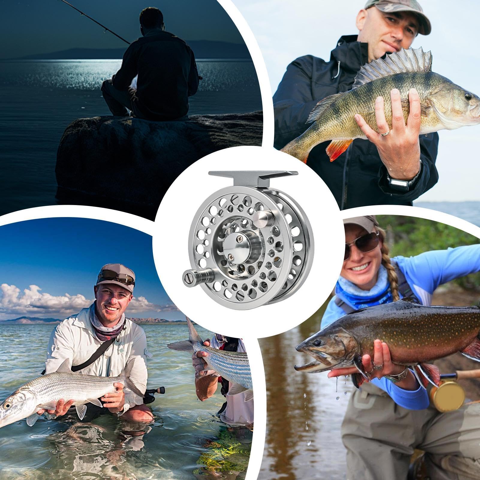 Angelrolle zum Fliegenfischen Leichtgewichtiges Angelgerät und Zubehör für | Baitcasting Angelrolle geeignet für das Angeln im Süßwasser, Salzwasser sowie in Seen, Bächen und Teichen