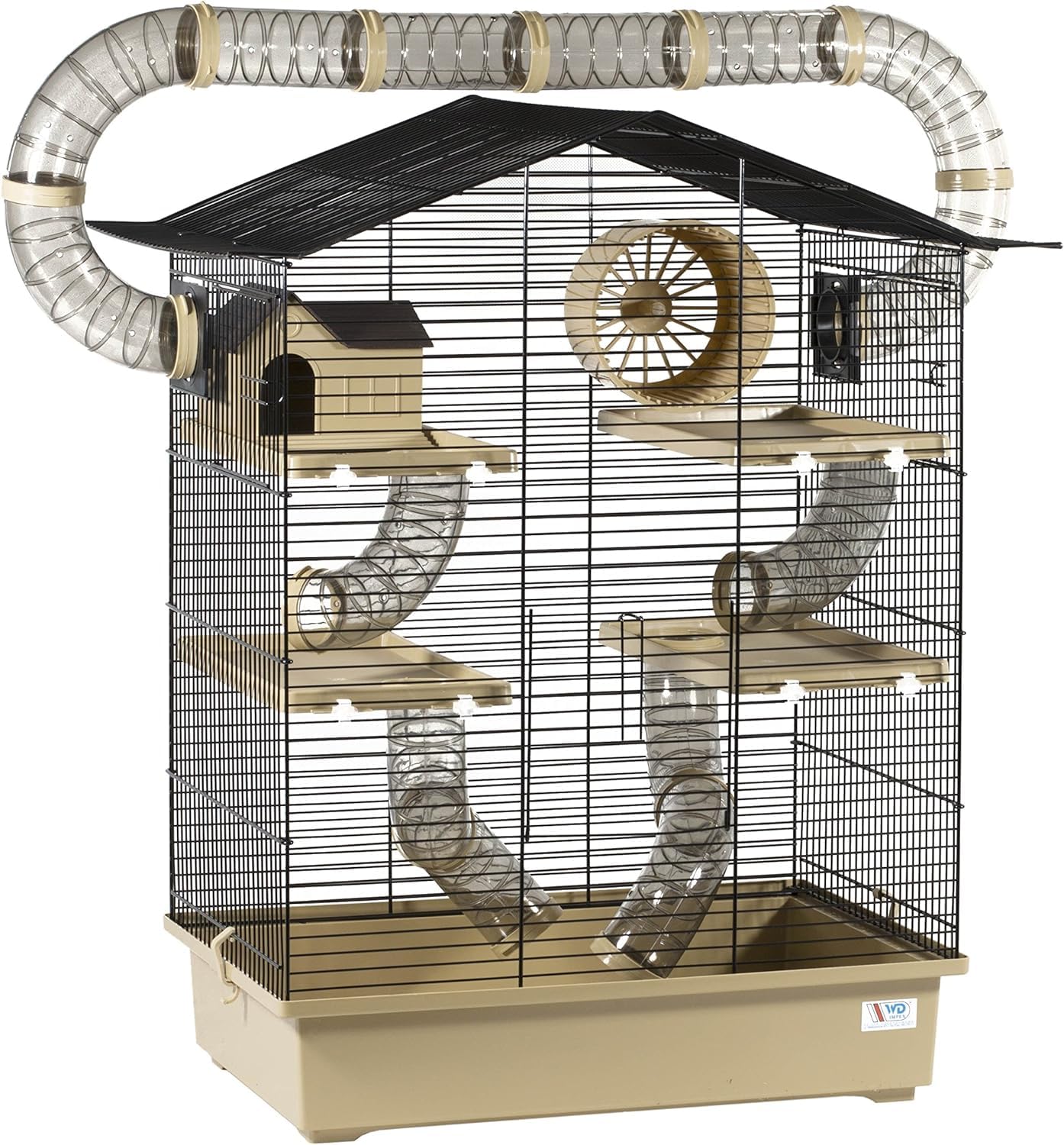 XXL Diamant Hamsterkäfig 4 Etagen großes Röhrensystem Beige Außenröhren mehrere Türen viel Zubehör