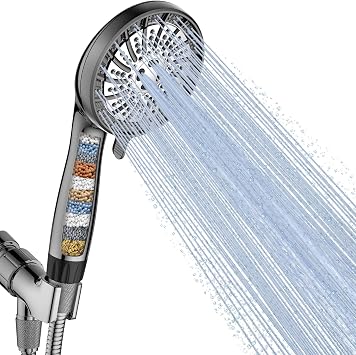 PWERAN Filtered Shower Head with Handheld, High Pressure Grey