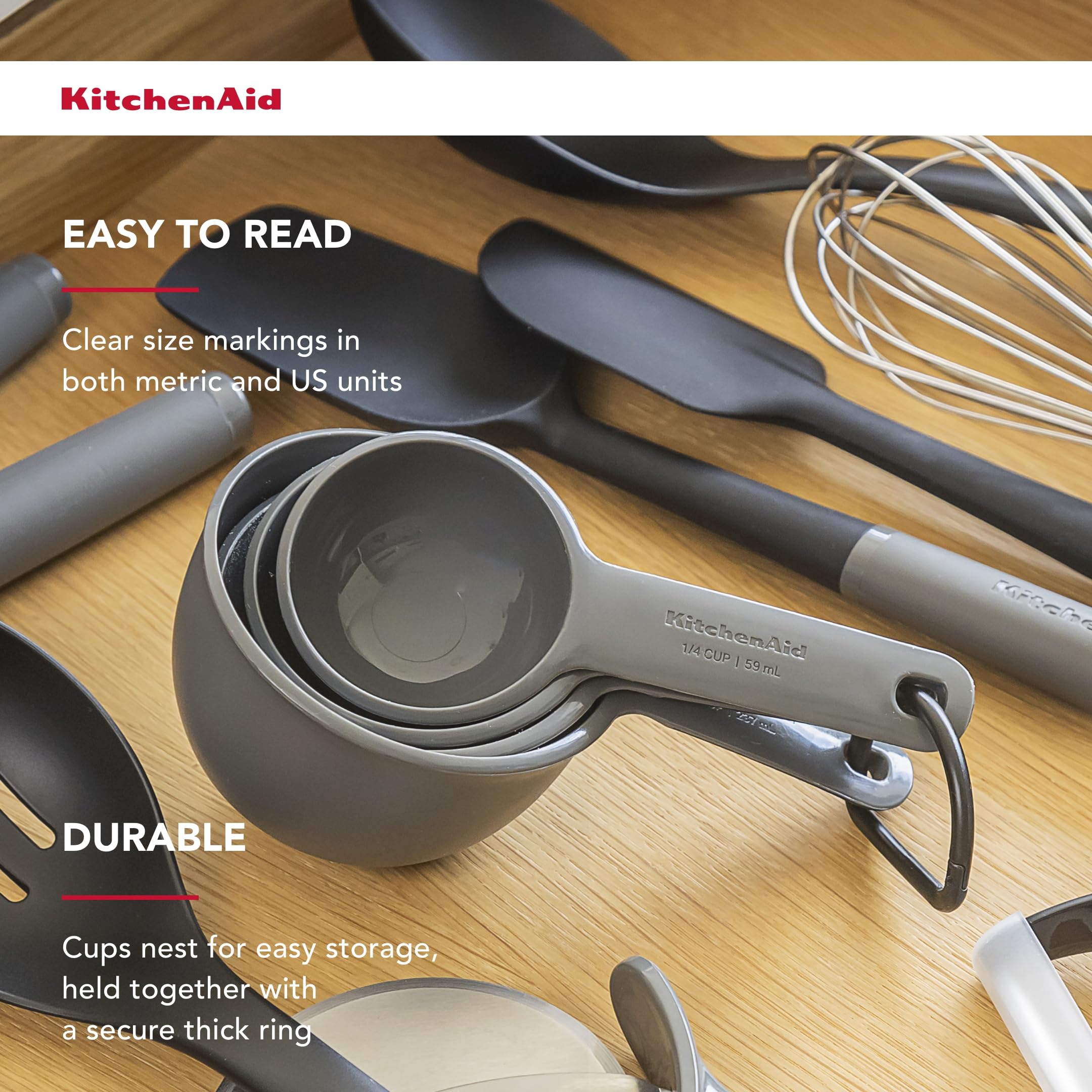 KitchenAid 4pc Measuring Cup Set - Charcoal Grey - Image 4