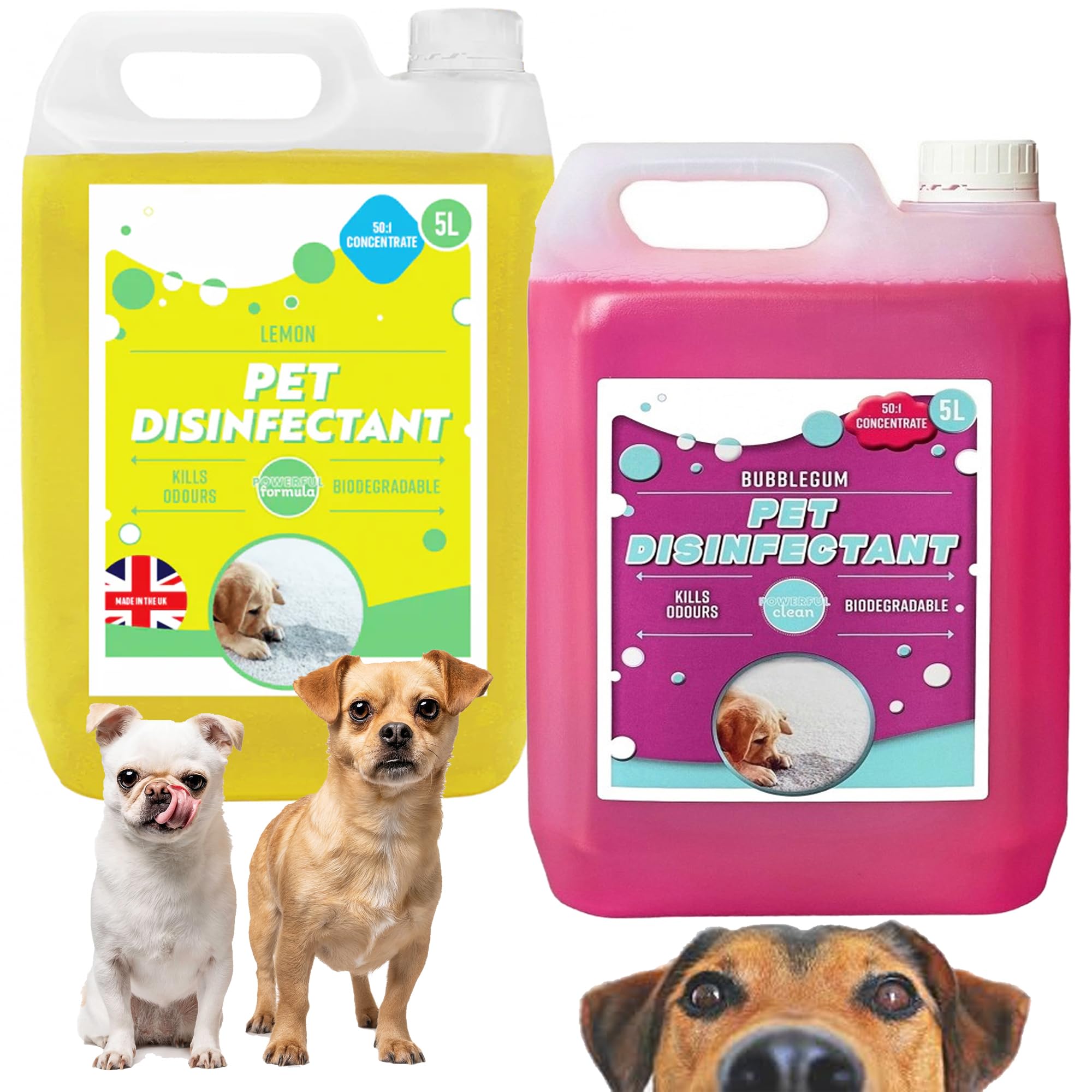 5L Pet Disinfectant Fresh Bubblegum or Lemon Deodoriser Remove Unwanted Stains & Smells (Lemon, 1 x 5 Litre)
