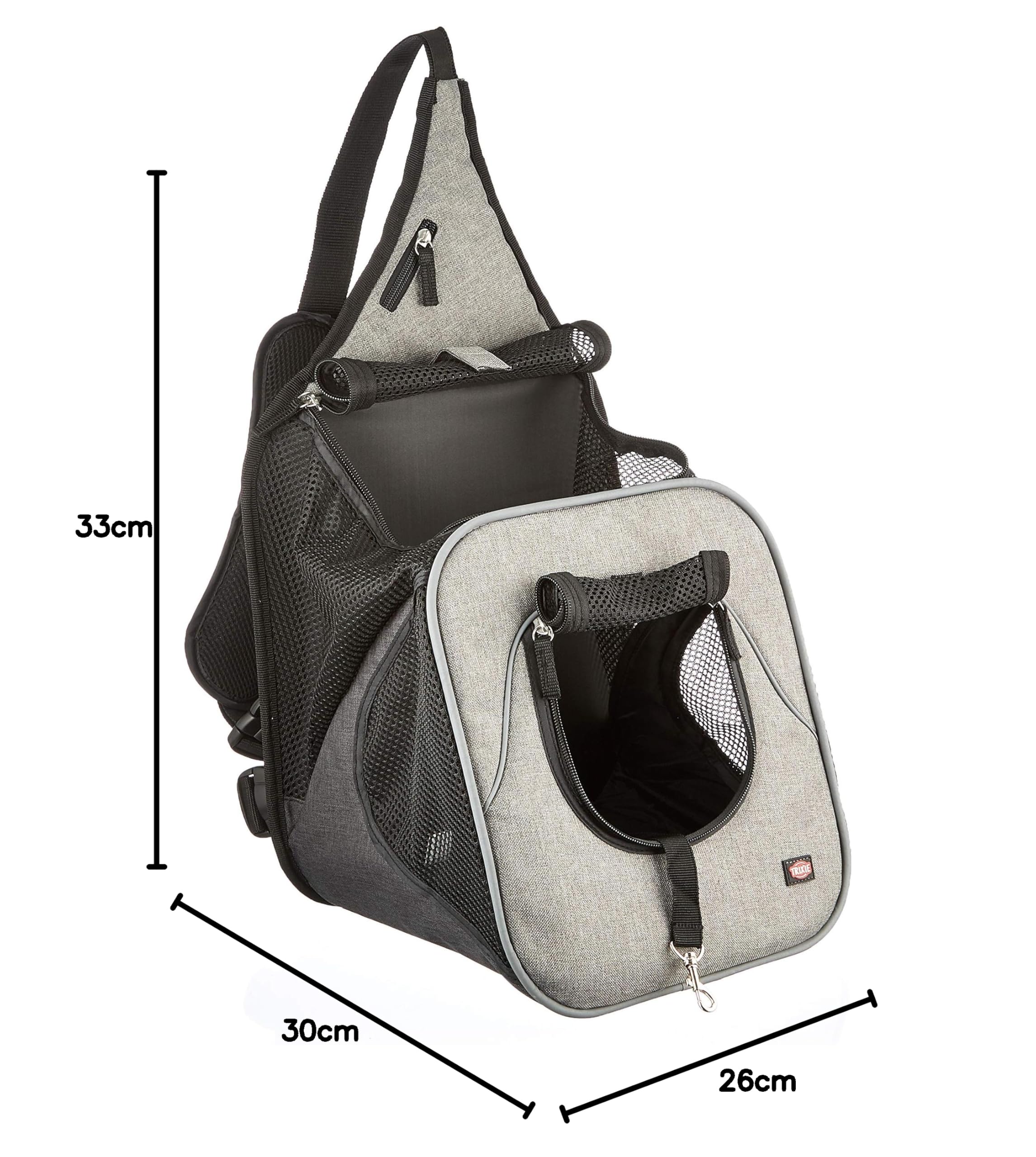 TRIXIE 28941 Sac ventral Savina en Nylon Noir/gris30 × 33 × 26 cm
