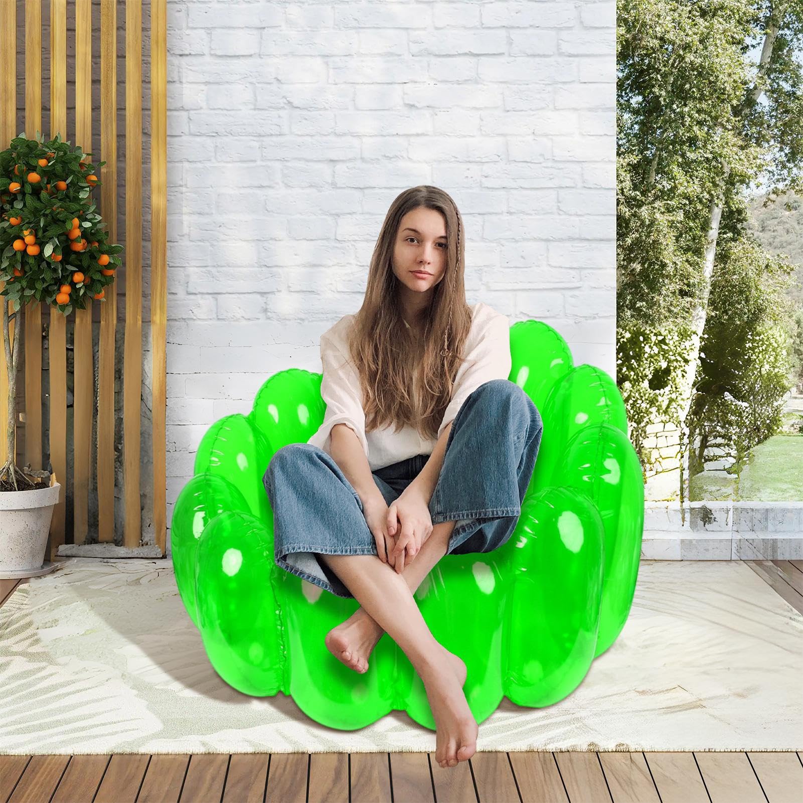Generisch Silla de aire inflable, silla inflable - Jelly portátil