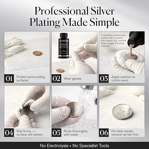 Miniatura 2 de Nushine Solución de chapado en plata de 5.1 oz (5.1 fl oz), placa permanentemente de plata pura sobre plata desgastada, latón, cobre y bronce