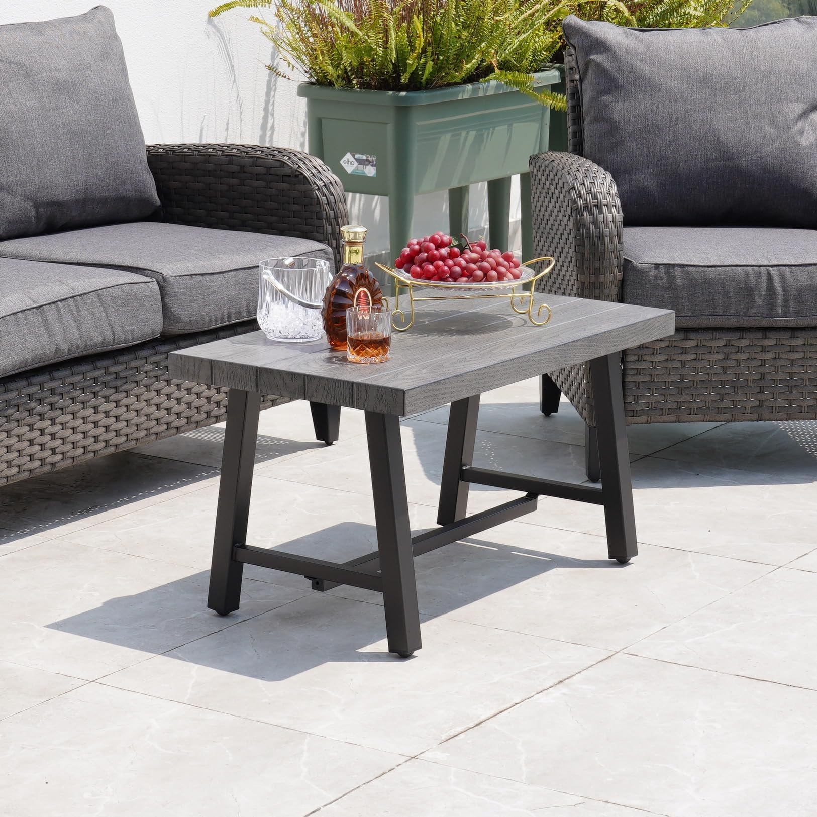 Grand patio Tavolino da giardino in metallo, resistente alle intemperie, piccolo tavolino da balcone per esterni, giardino, balcone, terrazza (83 × 48 × 45) cm