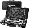 WORKPRO Socket Wrench Set, 0.5 inch 12.7 mm Insertion Angle, 32-Piece Set, Garage Tool Set, Quick Release Ratchet Handle, Iron Storage Case Included, Motorcycle, Automotive Maintenance Tool Set