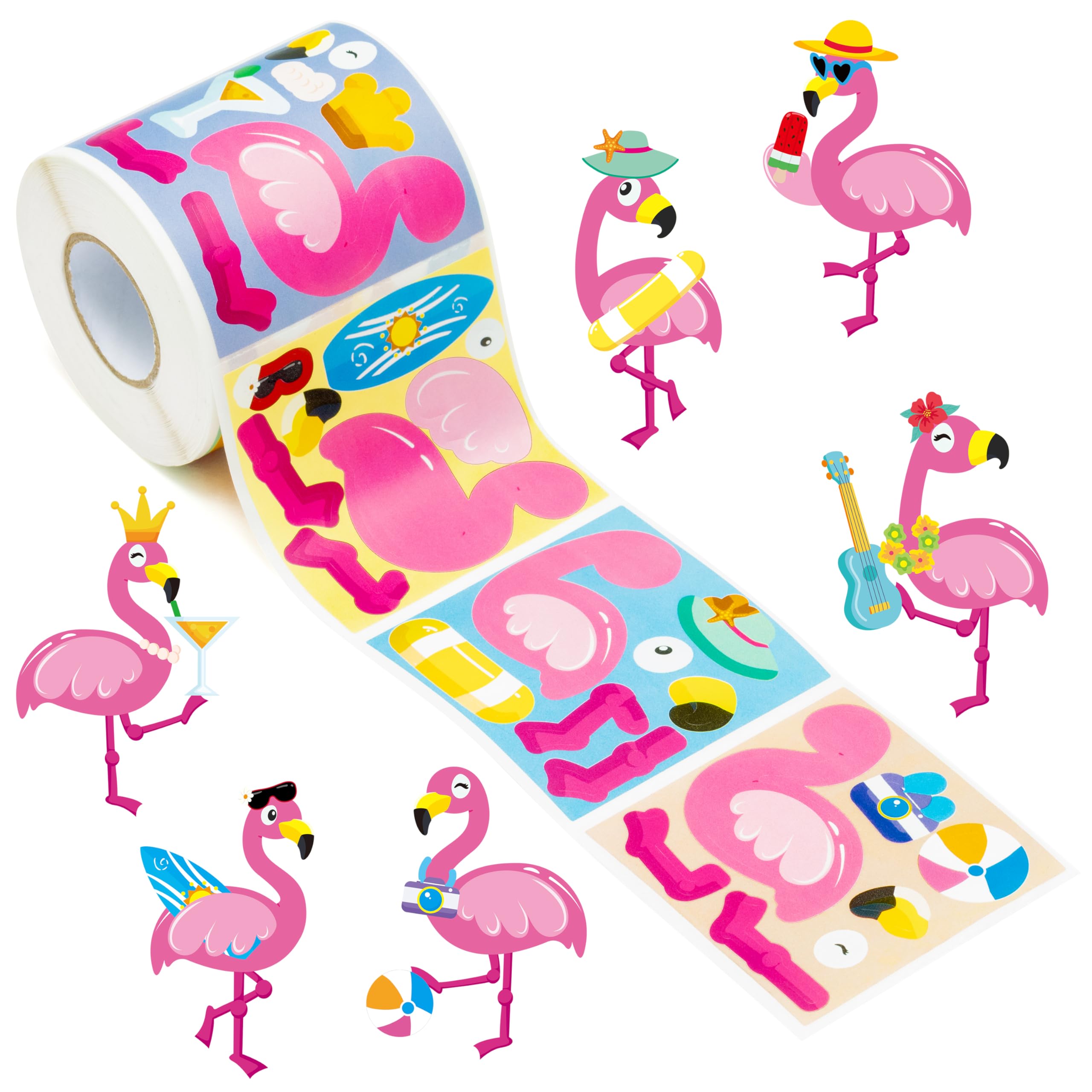 Haooryx DIY Pink Flamingo Sticker - 300pcs Make A Flamingo Waterproof Vinyl Reusable Laptop Christmas Stickers Coloring Book Scrapbook Water Bottle Page Activity Pad Birthday Party Favors Skateboard