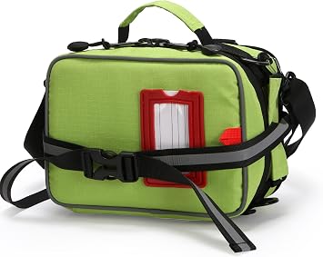First Aid Bag Empty Emergency First Responder Crossbody, Handheld, Waist Bag 3-in-1,Multi-Function Portable for EMT, EMS,and Medical Supplies Kit Storage Green