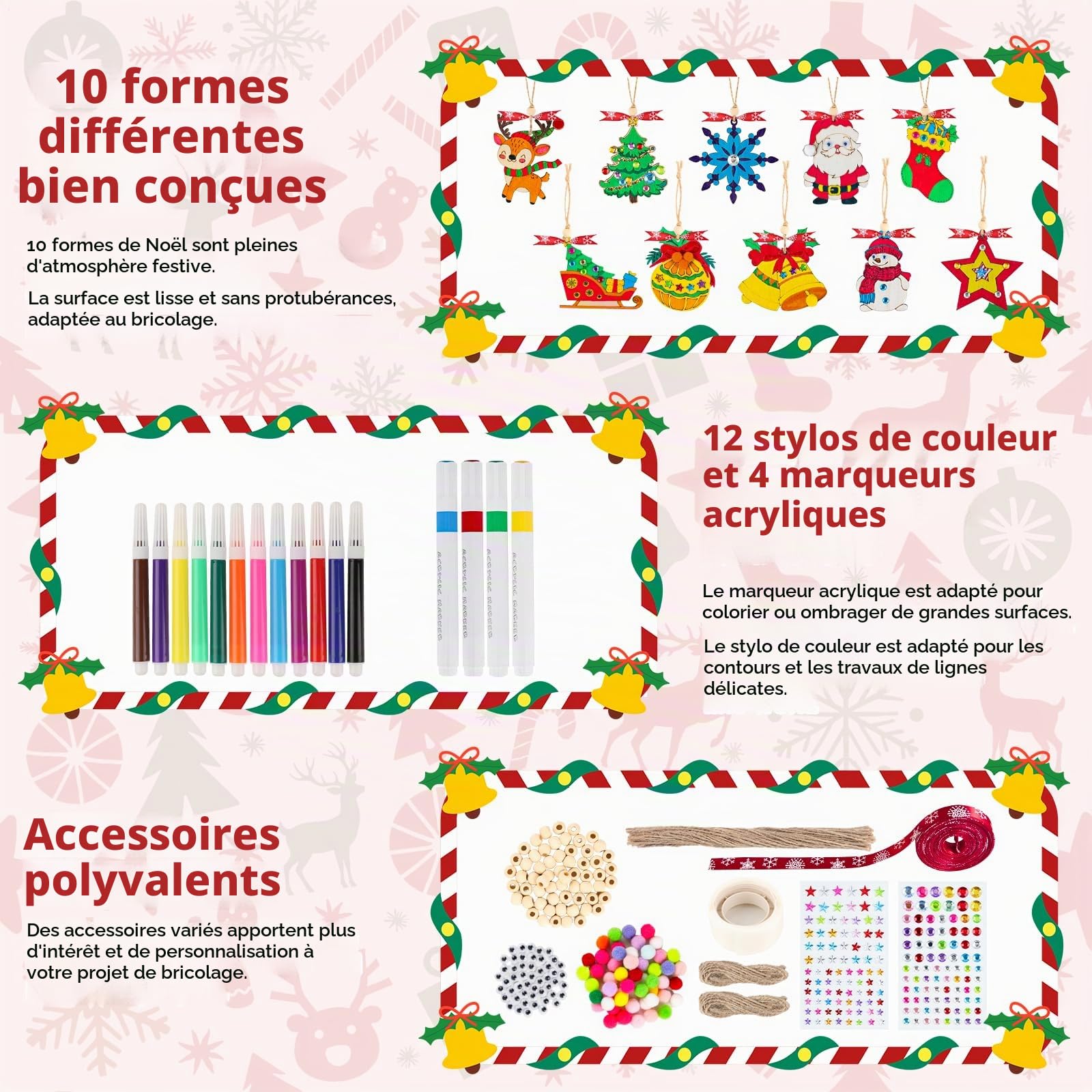 Suspensions de Noël en bois à peindre