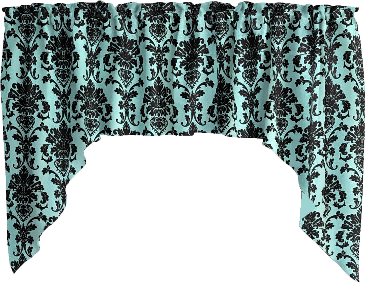 lovemyfabric Poplin Damask Floral Swag Window Valance Window Treatment/Window Décor (58" Wide / 36" Tall, Sage)