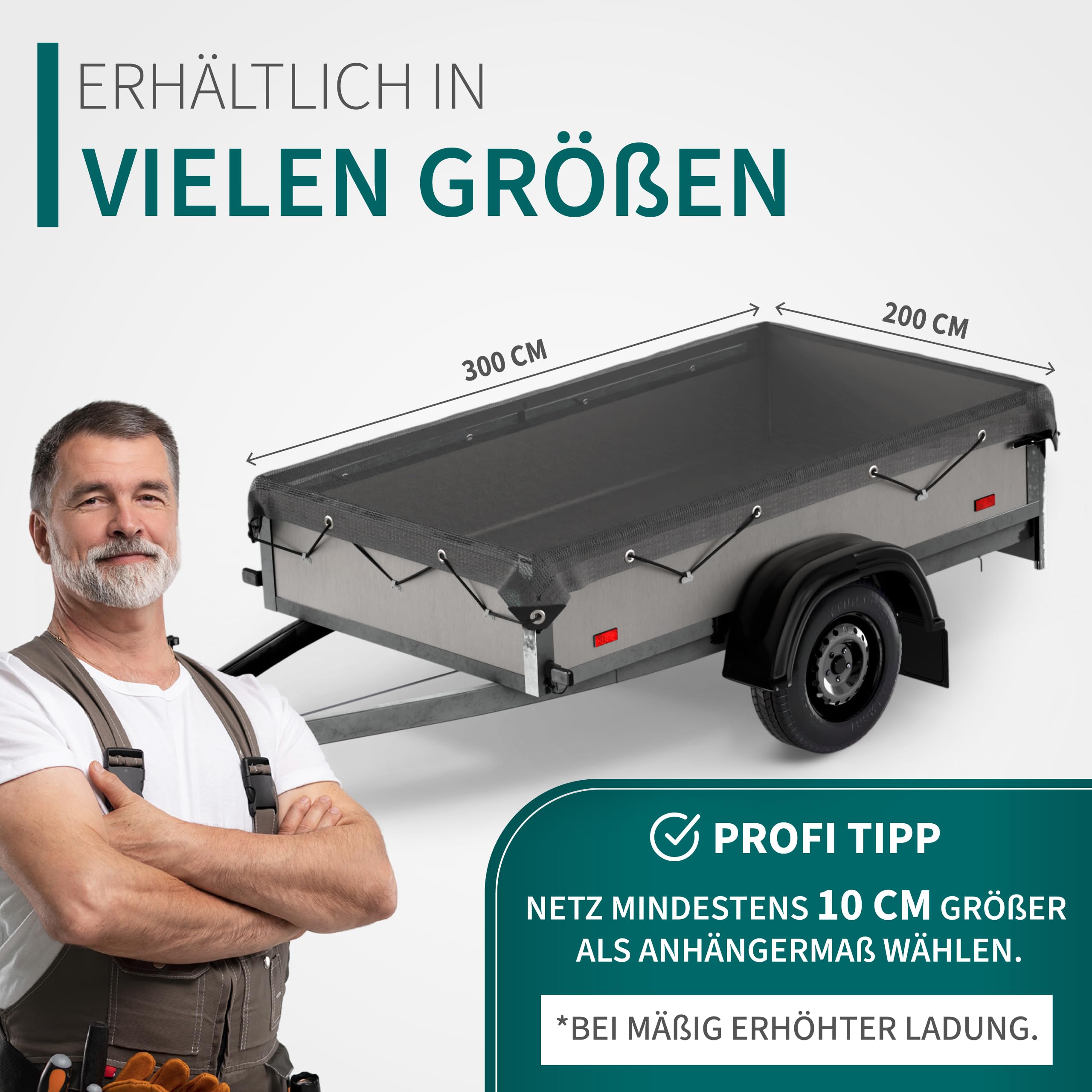 Anhängernetz Feinmaschig - Abdecknetz mit Gummiseil - zur Ladungssicherung - Transportnetz Netz für Anhänger, Ladungssicherungsnetz feinmaschig (Schwarz, 2x3m)
