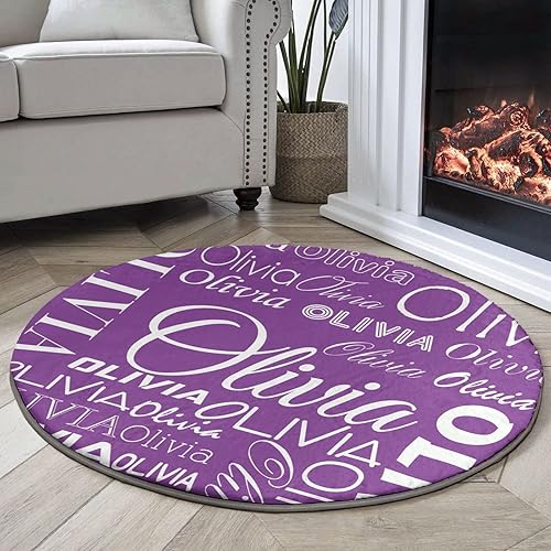 Miniatura 8 de Alfombra personalizada con nombre y texto, alfombras redondas personalizadas súper suaves de piel sintética de conejo, alfombras circulares para