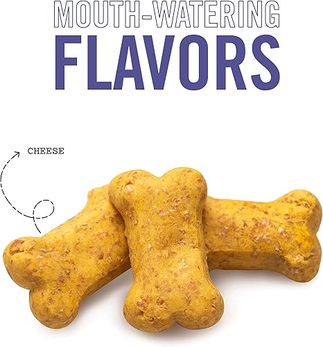 Miniatura 3 de Three Dog Bakery Crunchy Itty Bitty Bones - Golosinas horneadas para perros, queso, 32 onzas