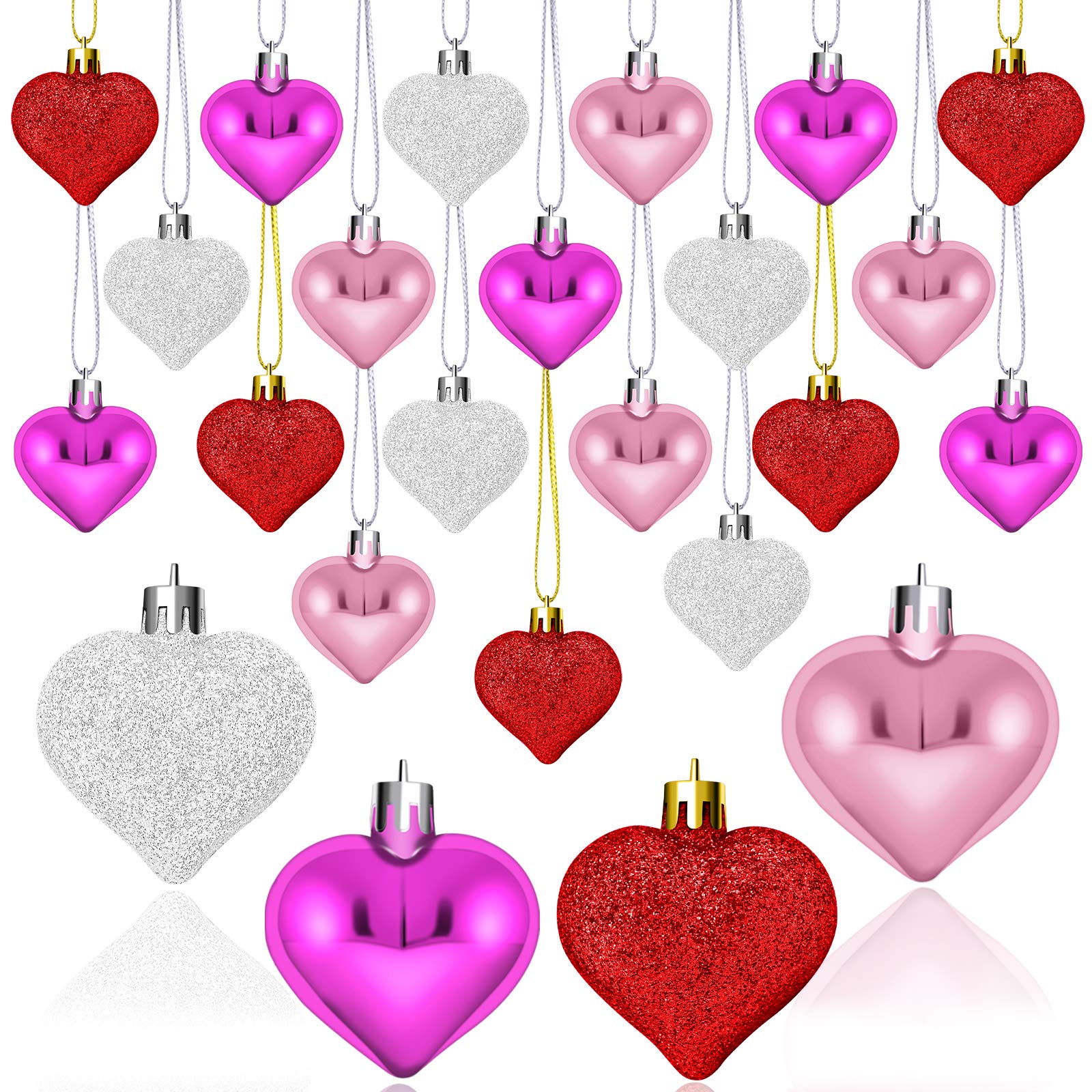 Boules cœur Saint-Valentin à suspendre sur sapin et compositions
