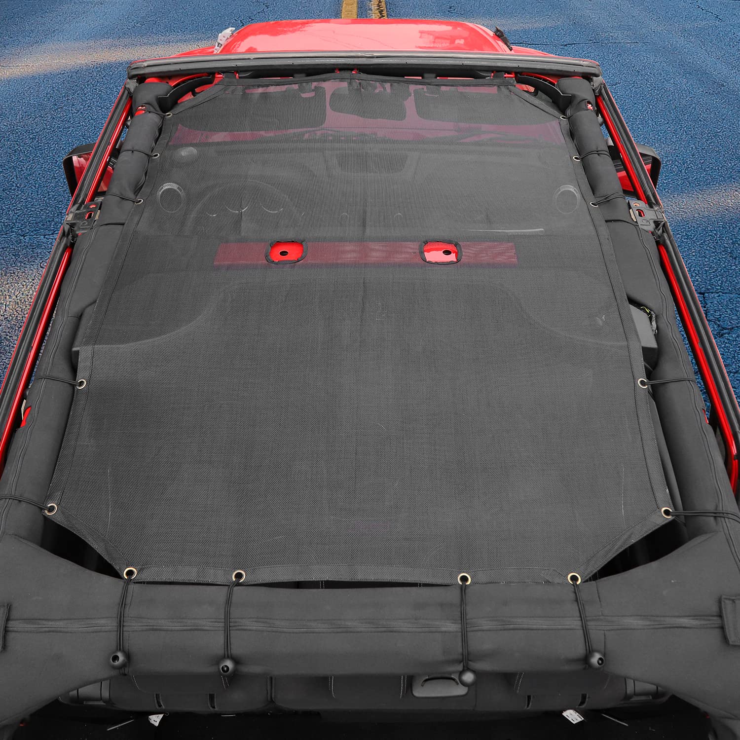 Jimen JKU - Parasole parasole per Jeep Wrangler JK Unlimited 2007-2018, solo 4 porte, colore: Nero