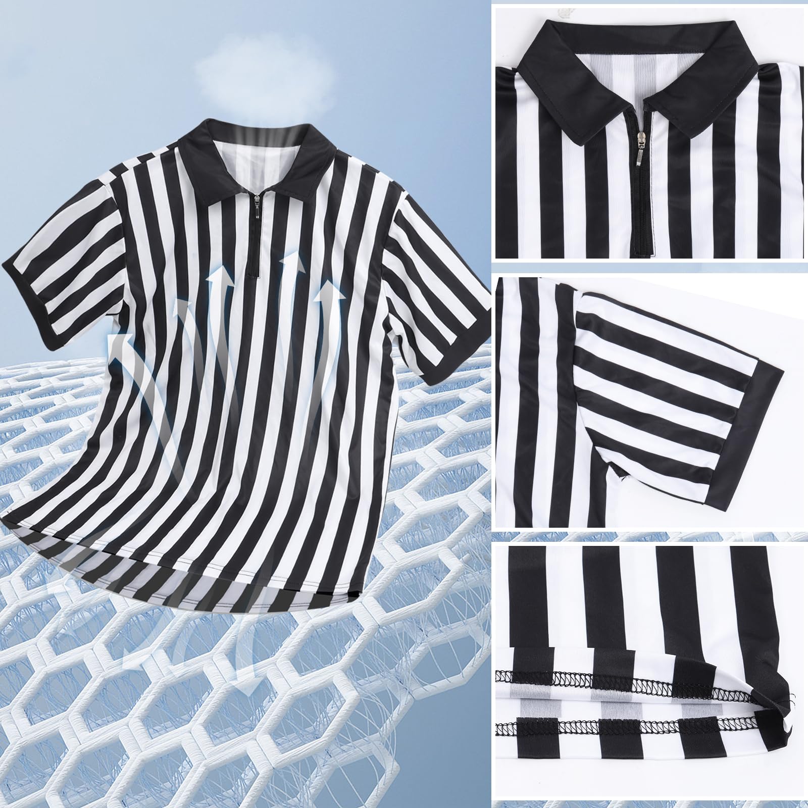 Mprocen Costume d'arbitre 5 pièces pour homme - Chemise d'arbitre officielle - Chapeau de sifflet jaune - Drapeau de pénalité pour football