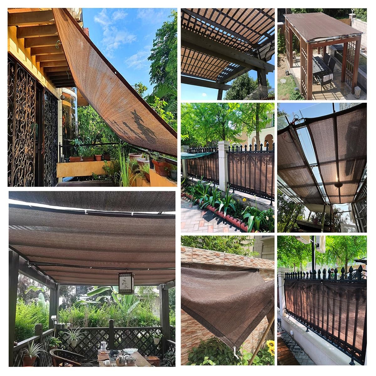 Red de Sombra con Ojales, Malla Sombreadora de Hdpe, 90% Red de protección Solar, Resistente Tela de Sombra for Invernadero Plantas Jardín Terraza, Marrón | 1.0X15.0m